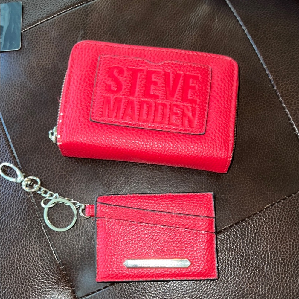 Steve Madden Red Wallet and Cardholder Set